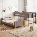 Twin Over Twin Bunk Bed with Convertible Design and Ladder by LJGDeals