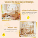 Twin Over Twin House Bunk Bed with Roof and Full-length Guardrails for Kids Teens Boys Girls by LJGDeals