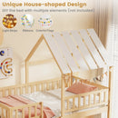 Twin Over Twin House Bunk Bed with Roof and Full-length Guardrails for Kids Teens Boys Girls by LJGDeals