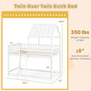 Twin Over Twin House Bunk Bed with Roof and Full-length Guardrails for Kids Teens Boys Girls by LJGDeals