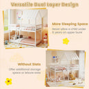 Twin Over Twin House Bunk Bed with Roof and Full-length Guardrails for Kids Teens Boys Girls by LJGDeals