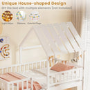 Twin Over Twin House Bunk Bed with Roof and Full-length Guardrails for Kids Teens Boys Girls by LJGDeals