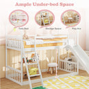 Twin Over Twin House Bunk Bed with Slide and Ladder-White