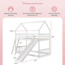 Twin Over Twin House Bunk Bed with Slide and Ladder-White by LJGDeals