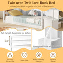 Twin Over Twin Low Bunk Bed with Storage Stairs Solid Wood Floor Bunk Bed Frame by LJGDeals