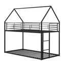 Twin Over Twin Metal Bunk Bed with Roof and Ladder by LJGDeals