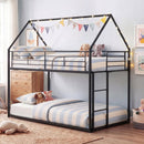 Twin Over Twin Metal Bunk Bed with Roof and Ladder by LJGDeals