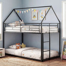 Twin Over Twin Metal Bunk Bed with Roof and Ladder by LJGDeals