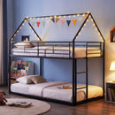 Twin Over Twin Metal Bunk Bed with Roof and Ladder by LJGDeals