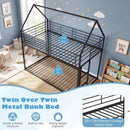 Twin Over Twin Metal Bunk Bed with Roof and Ladder by LJGDeals