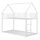 Twin Over Twin Metal Bunk Bed with Roof and Ladder by LJGDeals