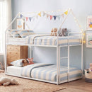 Twin Over Twin Metal Bunk Bed with Roof and Ladder by LJGDeals