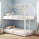 Twin Over Twin Metal Bunk Bed with Roof and Ladder by LJGDeals