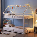 Twin Over Twin Metal Bunk Bed with Roof and Ladder by LJGDeals