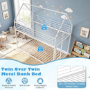 Twin Over Twin Metal Bunk Bed with Roof and Ladder by LJGDeals