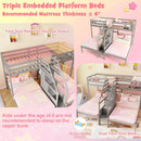 Twin Over Twin and Twin Bunk Bed with Storage Staircase and Guardrail for 3 Kids Teens by DirectDeals