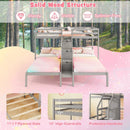 Twin Over Twin and Twin Bunk Bed with Storage Staircase and Guardrail for 3 Kids Teens by LJGDeals