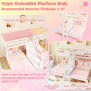 Twin Over Twin and Twin Bunk Bed with Storage Staircase and Guardrail for 3 Kids Teens by LJGDeals
