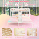 Twin Over Twin and Twin Bunk Bed with Storage Staircase and Guardrail for 3 Kids Teens by LJGDeals