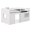 Twin Size Solid Wood Low Loft Bed with Storage and Drawer-White by LJGDeals
