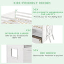 Twin Size Solid Wood Low Loft Bed with Storage and Drawer-White by LJGDeals
