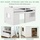 Twin Size Solid Wood Low Loft Bed with Storage and Drawer-White by LJGDeals