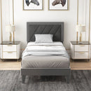 Twin/Full/Queen Platform Bed with High Headboard and Wooden Slats by LJGDeals