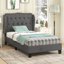 Twin Size Bed Frame with Button Tufted Wingback Headboard and Storage Space-Gray by LJGDeals