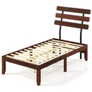 Full Size Bed Frame 15.5 Inch Solid Wood Platform Bed with Retro Headboard by LJGDeals