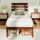 Full Size Bed Frame 15.5 Inch Solid Wood Platform Bed with Retro Headboard by LJGDeals