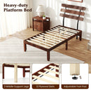Full Size Bed Frame 15.5 Inch Solid Wood Platform Bed with Retro Headboard by LJGDeals