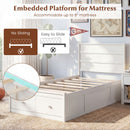 Twin Size Bed Frame with Storage Drawers and Headboard