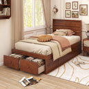 Twin Size Bed Frame with Storage Drawers and Headboard
