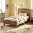 Twin Size Bed Frame Mid Century with Woven Accent Headboard by LJGDeals