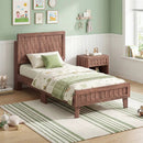 Twin Size Bed Frame Mid Century with Woven Accent Headboard by LJGDeals