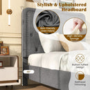 Twin Size Bed Frame with 46 Inch Tall Button Tufted Headboard-Gray by LJGDeals