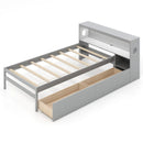 Twin Size Bed Frame with LED Light and Bookcase Headboard by LJGDeals