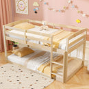 Twin Size Bunk Bed with High Guardrails and Integrated Ladder by LJGDeals