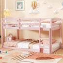 Twin Size Bunk Bed with High Guardrails and Integrated Ladder-Pink by LJGDeals