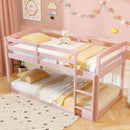 Twin Size Bunk Bed with High Guardrails and Integrated Ladder-Pink by LJGDeals