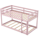 Twin Size Bunk Bed with High Guardrails and Integrated Ladder-Pink by LJGDeals