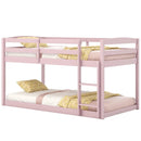Twin Size Bunk Bed with High Guardrails and Integrated Ladder-Pink by LJGDeals