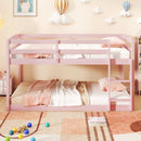 Twin Size Bunk Bed with High Guardrails and Integrated Ladder-Pink by LJGDeals