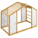 Twin Size Climbing Bed 2-in-1 Montessori Floor Bed with Monkey Bars-Natural and White by LJGDeals