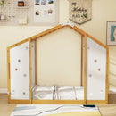 Twin Size Climbing Bed 2-in-1 Montessori Floor Bed with Monkey Bars-Natural and White by LJGDeals