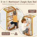Twin Size Climbing Bed 2-in-1 Montessori Floor Bed with Monkey Bars-Natural and White by LJGDeals
