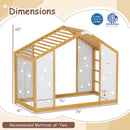 Twin Size Climbing Bed 2-in-1 Montessori Floor Bed with Monkey Bars-Natural and White