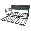 Twin Size Daybed with Trundle and Metal Bed Frame with Headboard by LJGDeals
