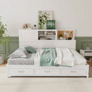 Twin/Full Size Wooden Daybed with 3 Drawers with Storage Shelves by LJGDeals