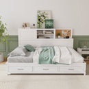 Twin/Full Size Wooden Daybed with 3 Drawers with Storage Shelves